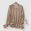 Cardigan de malha casual com trançado, novo estilo primavera/verão, de seda e caxemira, para mulheres, jaqueta leve de proteção solar, peça de outer wear de corte solto