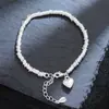 Pulsera Elegante de Alto Nivel con Corazón y Círculo Brillante para Mujer Estilo Ins Diseño de Nicho Lujo Accesible Joyería de Mano Exquisita y Simple