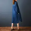 Toma Real del Vestido de Mezclilla de Manga Larga con Solapa de Longitud Media Reductor de Edad Holgado Estilo Coreano Otoño e Invierno 2025 Vestido Camisa Retro