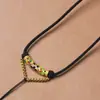 Nueva Cadena de Cuerda para Colgante Hecho a Mano Estilo Chino Ocho Tesoros Dorados Luo Pan Jadeíta Esmeralda Cadena para Suéter