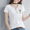 2926 # Camiseta de Verano de Manga Corta para Mujer (Toma real) (95 Algodón 5 Spandex) (Añadir 2Xl/3Xl)