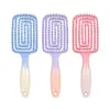 Pente de Laço Oco para Casa Lina Cor Gradiente Pente de Cabelo para Menina Fofo Massagem com Costelas Pente Curvo Grande