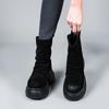 ZDW6620-8 Salto Aumentado Fundo Grosso Couro Genuíno Botas Martins Femininas Outono e Inverno 2024 Novo Estilo Mocassim Casual Botas de Cano Curto