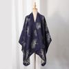 Novo Xale de Malha Outono e Inverno, Manto Jacquard Folha de Ginkgo de Alta Qualidade com Barra Dividida, Xale da Amazon para Mulheres