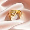Anillo con letra joyería de moda estrella europea y americana chapado oro real 26 letras mayúsculas inglesas anillo abierto dedo índice