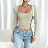 Di Yun Roupa Feminina Camiseta Regata Manga Longa Cor Sólida Estilo Sexy Y2K Europeu e Americano Transfronteiriço Primavera/Verão 2026 Site Independente da Amazon