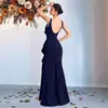 Vestido Longo Europeu e Americano Transfronteiriço Intelectual e Elegante com Design de Pregas na Cintura da Moda, Vestido de Festa de Alta Qualidade para Mulheres