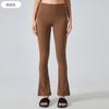 Pantalones deportivos elásticos de cintura alta para yoga, ajustados, acampanados, de fitness, color melocotón, DAW189