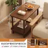 Mesa Lateral, Mesa de Café Pequeña, Apartamento Pequeño Moderno, Sala de Estar Sencilla, Mesa Lateral para Sofá, Mesa Cuadrada de Doble Capa, Estante de Almacenamiento de Mesita de Noche