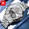 Reloj de la Marca Oris Hueco Personalizado Moda Automático Completo Mecánico Impermeable Luminoso Reloj para Hombre Reloj para Hombre