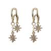 Aretes Japoneses y Coreanos de Aguja de Plata S925 Estrella de Seis Puntas Simples Pequeños de Diamante Completo Elegantes Versátiles Nicho para Mujer B384
