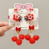 Pinza para el pelo de niña pequeña León Danzante Hanfu Borla Año Nuevo Accesorio para el pelo Peluca Princesa Lazo Adorno para el pelo Pinza para el pelo de niños