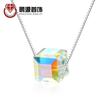 Colar de Cristal Cubo de Açúcar S925 Prata Esterlina Suchuang Estilo Ins para Meninas, Versão Coreana, Corrente de Clavícula Única e de Alta Qualidade