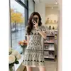Vestido de Punto Manga Corta Estilo Pequeño Chanel para Mujer 2026 Primavera/Verano Nuevo de Alta Gama Holgado Adelgazante Cintura Alta Falda Corta