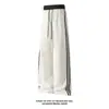 Pantalones Deportivos a Rayas de Bloques de Color Retro Americanos para Hombre, Pantalones Caídos de Textura Waffle de Otoño, Pantalones Casuales Rectos Sueltos