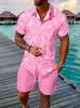 Conjunto de Camisa de Manga Corta de Moda para Hombre de Comercio Exterior Más Vendido Transfronterizo, Conjunto de Pantalones Cortos Deportivos Casuales con Estampado 3D