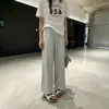Calça cropped de perna larga com bainha enrolada e cordão para mulheres, novo estilo outono 2026, calça casual versátil solta afunilada casual
