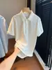 Simples e Estiloso! Cor Sólida, Básico Amigo da Pele, Gola Reversível, Manga Curta, Brilho Pérola Camisa Polo Masculina 26 Verão H062704