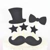 Decoración para tarta del Día del Padre, tarjeta para tarta con temática de padrino masculino, lazo de barba negra, nudo, estrella, juego de enchufes