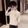 Y2199 # Camiseta de Manga Longa para Crianças Maiores, Gola Alta Meia, Camada Base Térmica Quente para Meninos, Estilo Outono e Inverno, Blusa Infantil Versátil.