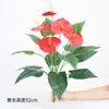 Ramo de flores de palma rojas artificiales, decoración para sala de estar interior, planta en maceta, follaje de plástico, flor artificial, adorno de planta pequeña en maceta