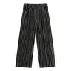 Pantalones casuales de lino ligeros de pierna recta para hombre para el verano, pantalones a rayas estilo coreano, pantalones largos versátiles holgados y fluidos para hombre