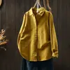 Camisa de Manga Larga de Algodón y Lino de Color Puro Simple para Primavera y Otoño, Top para Mujer, Temporada Nueva, Versátil, Diseño de Doble Botón, Chaqueta Pequeña Cárdigan