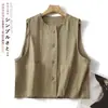 Foto Real de Top Feminino Jovem de Algodão Puro, Gola Redonda, Corte Solto, Design Retro Estilo Hong Kong, Novo Modelo 2026, Jaqueta Colete Sem Mangas