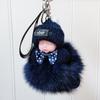 Muñeca para dormir de piel de zorro, juguete de peluche, adornos para teléfono móvil, cordón, muñeca, colgante para bolso de piel real, llavero para coche
