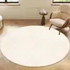 Alfombra de Piso Minimalista Color Crema para Dormitorio con Terciopelo de Cristal Estampado, Cojín Grueso para Silla, Alfombra Redonda para Envío Transfronterizo
