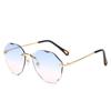 Nuevas Gafas de Sol Polygon para Mujer Cara Grande Adelgazantes Celebridad de Internet Marina Gafas de Sol sin Marco Gafas de Sol sin Marco