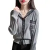 Elegante suéter abrigo talla extra, cárdigan de punto largo de manga larga para mujer de corte holgado, nuevo top para mujer con cuello en V
