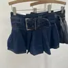 Falda Corta de Mezclilla Estilo Coreano de Cintura Alta Reductora de Edad para Mujer Primavera y Verano Nuevo Estilo de Moda Versátil Aspecto Adelgazante Falda Plisada de Corte A