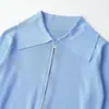 Venta al por mayor de Ropa para Mujer Transfronteriza Verano 2026 Nuevo Estilo Europeo y Americano Chaqueta de Punto Moda Manga Larga con Solapa y Cremallera