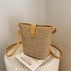 Bolso Tejido de Paja Han Feng ins Bolso Tejido Casual de Moda Bolso de Cubo Tejido 2021 Nuevo Bolso de Verano para Vacaciones para Mujer Bolso de Hombro Cruzado