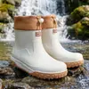 Botas de Lluvia Impermeables para Exteriores de Caña Corta para Hombre, Antideslizantes, de Moda, con Cordón, Botas de Lluvia para Estudiantes, Suaves, Resistentes al Desgaste, Waders para Acampar y Pescar