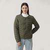 [Enlace Personalizado] Chaqueta acolchada de algodón para primavera y otoño de comercio exterior, moda simple, chaqueta de algodón acolchada fina, cuello redondo, ropa para mujer