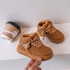 Tênis Infantil de Couro Genuíno Primavera e Outono Novos Sapatos Amarelos para Meninos Tênis de Skate Sapatos Casuais para Meninas Solado Macio para Bebê Sapatos para Crianças Pequenas