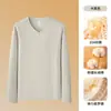 Camiseta de Manga Larga con Cuello en V Solona de 310g para Hombre, Nueva para Otoño e Invierno, Doble Cara Cepillada, Camiseta Térmica para Vestir por Capas, Top para Hombre
