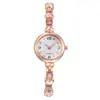 Encantador Reloj Pulsera de Corazón en Oro Rosa con Pedrería, Esfera Minimalista para Mujer Estudiante, Reloj de Pulsera de Cuarzo