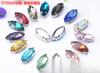 Vidro de cristal diamante diy costurado à mão diamante vestido de noiva costura broca olho de cavalo 7*15mm acessórios de vestuário atacado completo