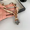 Colar de Corda Trançada Dupla Camada Estilo Étnico Vintage, Corrente de Suéter com Estampa de Tecido Europeia e Americana Transfronteiriça, Acessório de Moda de Nicho de Alta Qualidade
