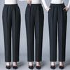 Pantalones de mamá Primavera y Otoño nuevos pantalones para mujeres de mediana edad y mayores rectos casuales elásticos de talle alto elásticos drapeados pantalones de otoño