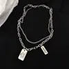 Collar Cuadrado con Letras de Marca Trendy Europea y Americana, Cadena Gruesa Multicapa Apilada, Cadena para Clavícula, Cadena para Suéter, para Hombres y Mujeres, No se Desvanece