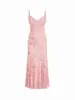 Vestido Largo Europeo y Americano de Verano Fresco, Estampado Floral Pastel, Corte Delgado con Tirantes Finos Ajustables, Vestido de Hada Fluido, Nuevo