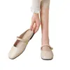 Novas pantufas baixas Mary Jane de bico fechado estilo francês para mulheres, sapatos da moda para usar ao ar livre com solas macias e confortáveis