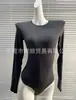 Camiseta de una pieza de manga larga estilo Kardashian Jennie para mujer, top fino de nailon para capa interior