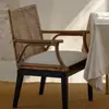 Silla de Comedor de Madera Maciza y Ratán Estilo Wabi-Sabi Silla de Hotel Restaurante Casa de Huéspedes Silla de Ocio con Reposabrazos Silla Muyan Silla de Comedor de Ratán