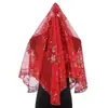 Velo Rojo Novia Principal Vestido de Novia Boda China Xiuhe Uso Verano Cubre-cabeza Rojo Bufanda Feliz Velo Semitransparente