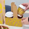 Vasos Desechables para Café con Tapa Empaque Comercial para Llevar Vasos Kraft Engrosados Anti-quemaduras para Bebidas Calientes
